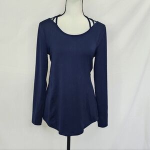 Cato Navy Blue Criss Cross Back Long Sleeve Top